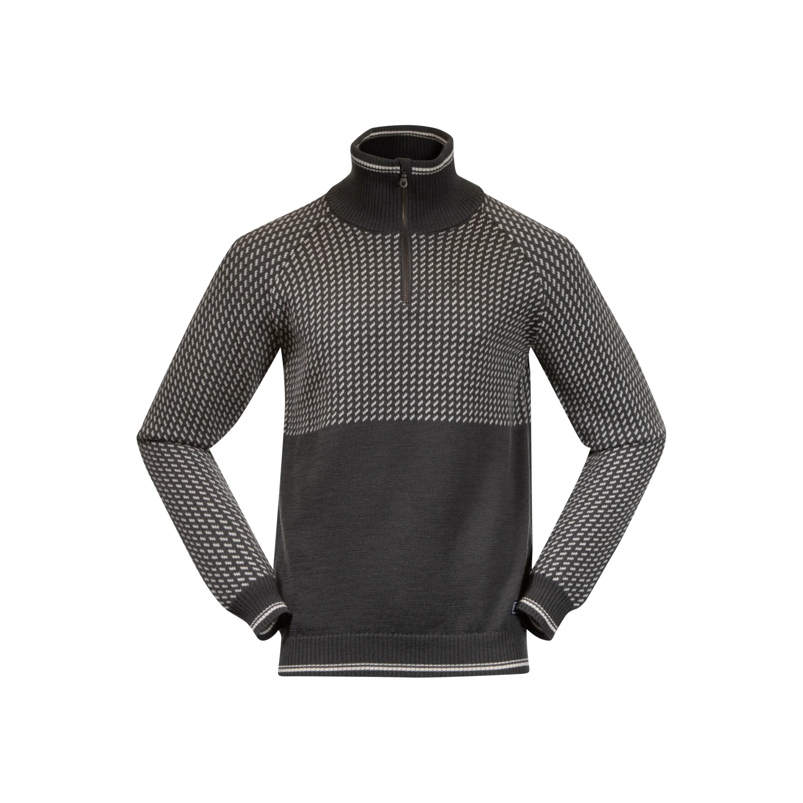 Shop Bergans Alvdal Wool Half Zip - Solid Dark Grey / Vanilla White