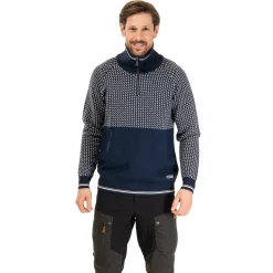 Fashion Bergans Alvdal Wool Half Zip - Navy / Vanilla White