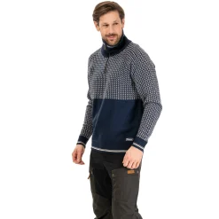 Fashion Bergans Alvdal Wool Half Zip - Navy / Vanilla White