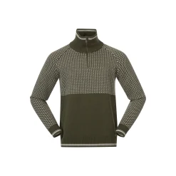 Cheap Bergans Alvdal Wool Half Zip - Dark Olive Green / Vanilla White