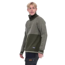 Cheap Bergans Alvdal Wool Half Zip - Dark Olive Green / Vanilla White