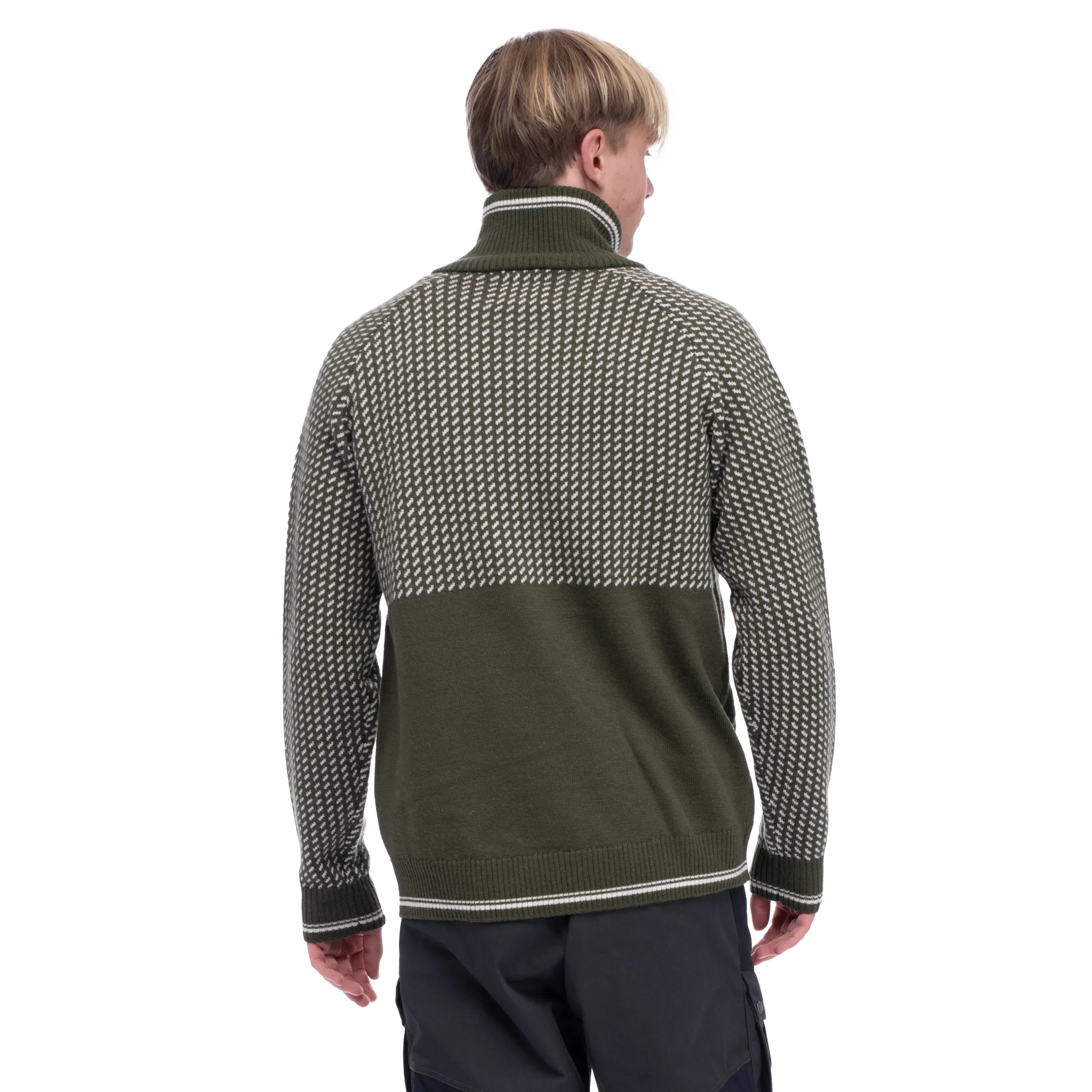 Cheap Bergans Alvdal Wool Half Zip - Dark Olive Green / Vanilla White