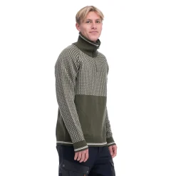 Cheap Bergans Alvdal Wool Half Zip - Dark Olive Green / Vanilla White