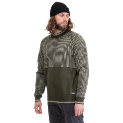 Outlet Bergans Alvdal Wool Jumper - Dark Olive Green / Vanilla White