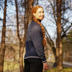 Store Bergans Alvdal Wool W Half Zip - Navy / Vanilla White