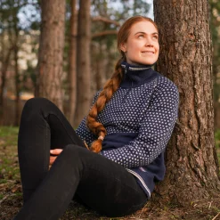 Store Bergans Alvdal Wool W Half Zip - Navy / Vanilla White