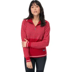 Best Bergans Alvdal Wool W Half Zip - Red / Vanilla White