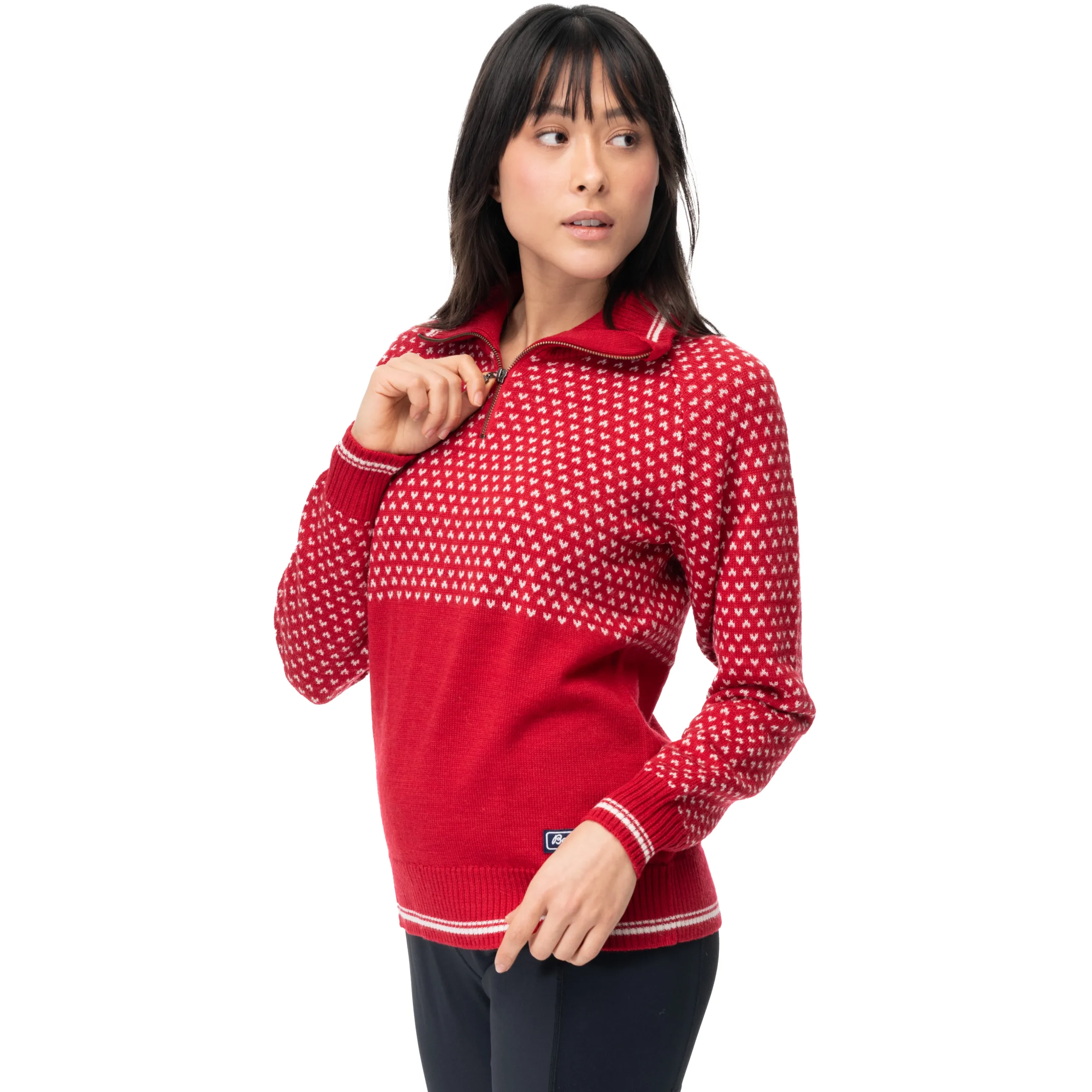 Best Bergans Alvdal Wool W Half Zip - Red / Vanilla White