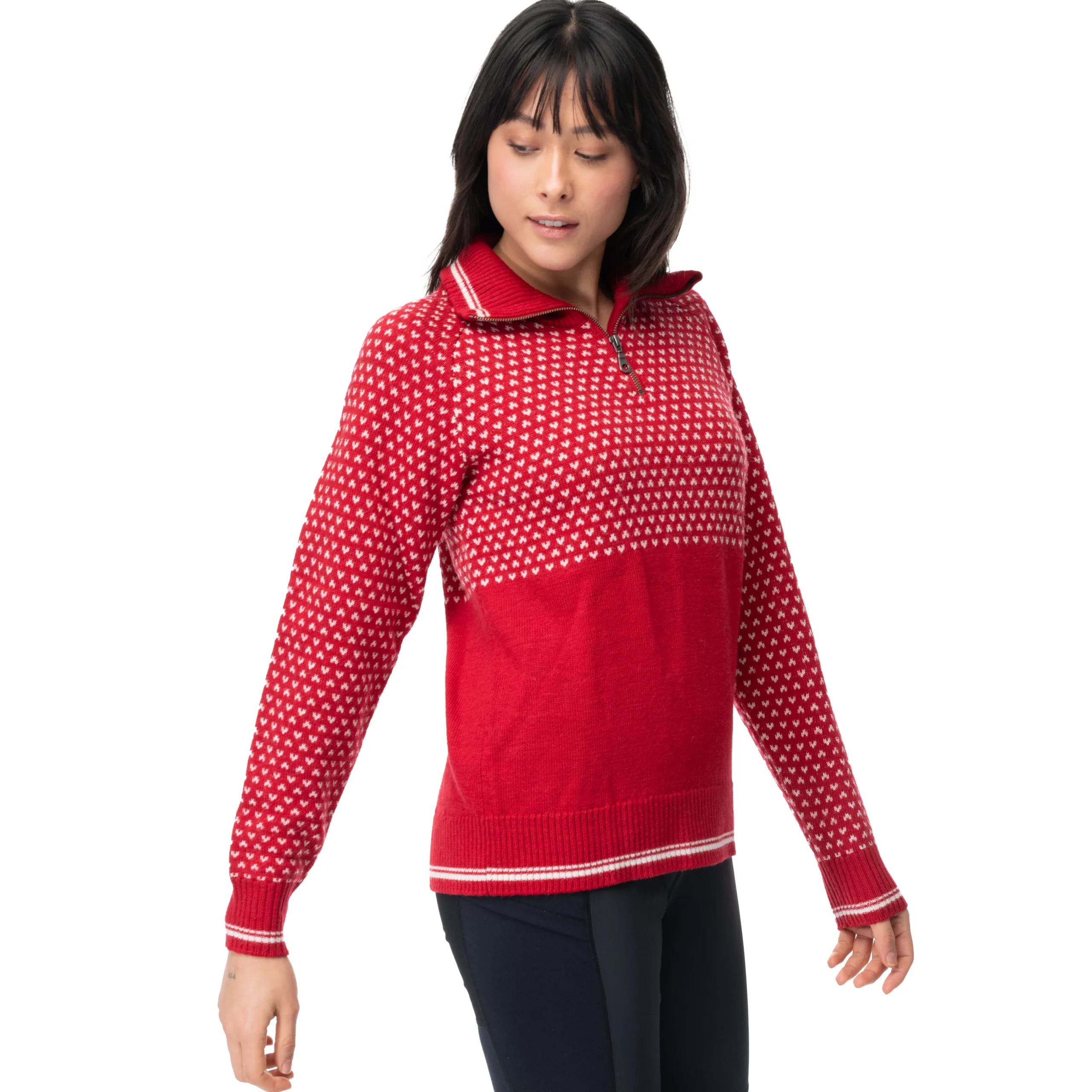 Best Bergans Alvdal Wool W Half Zip - Red / Vanilla White