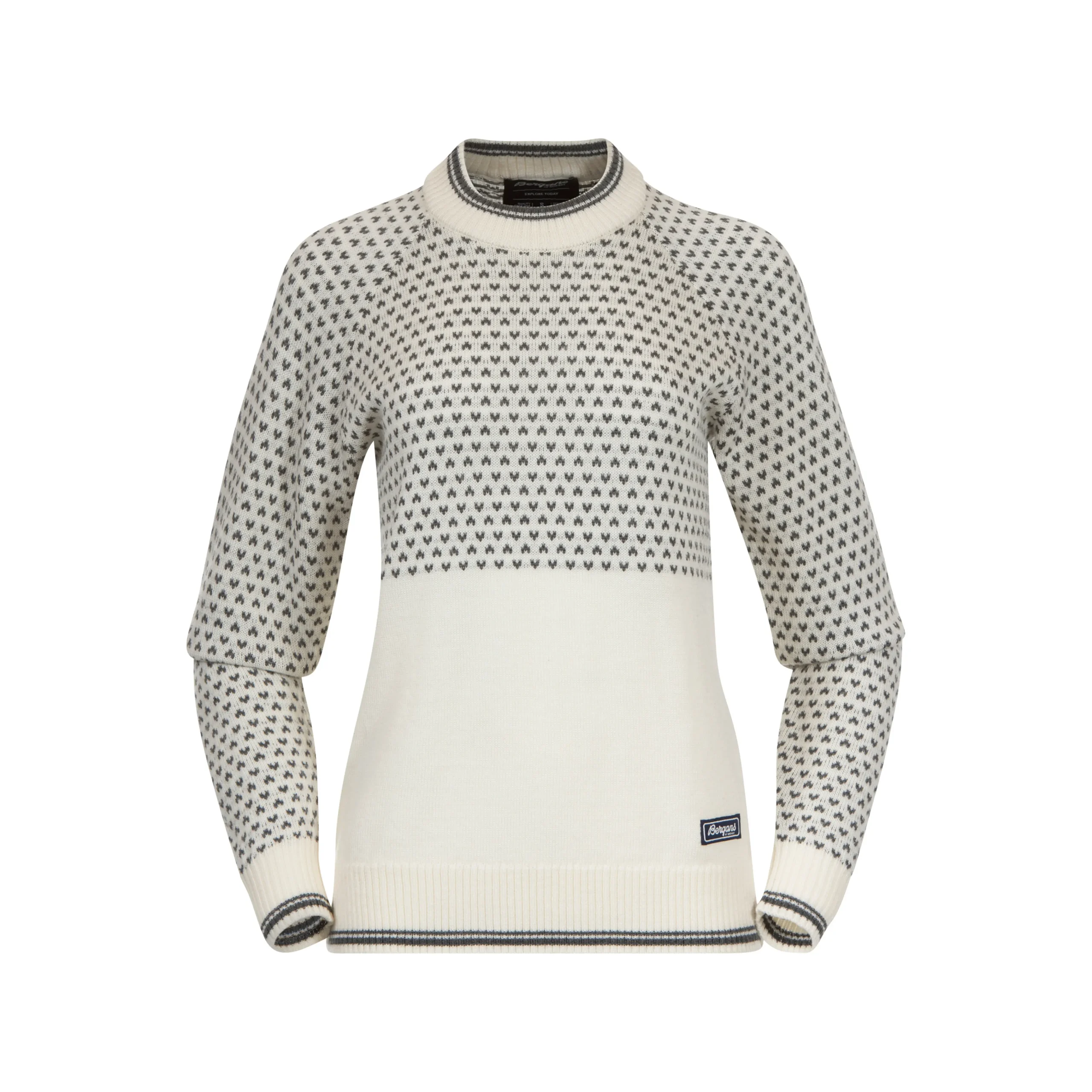 Outlet Bergans Alvdal Wool W Jumper - Vanilla White / Solid Dark Grey