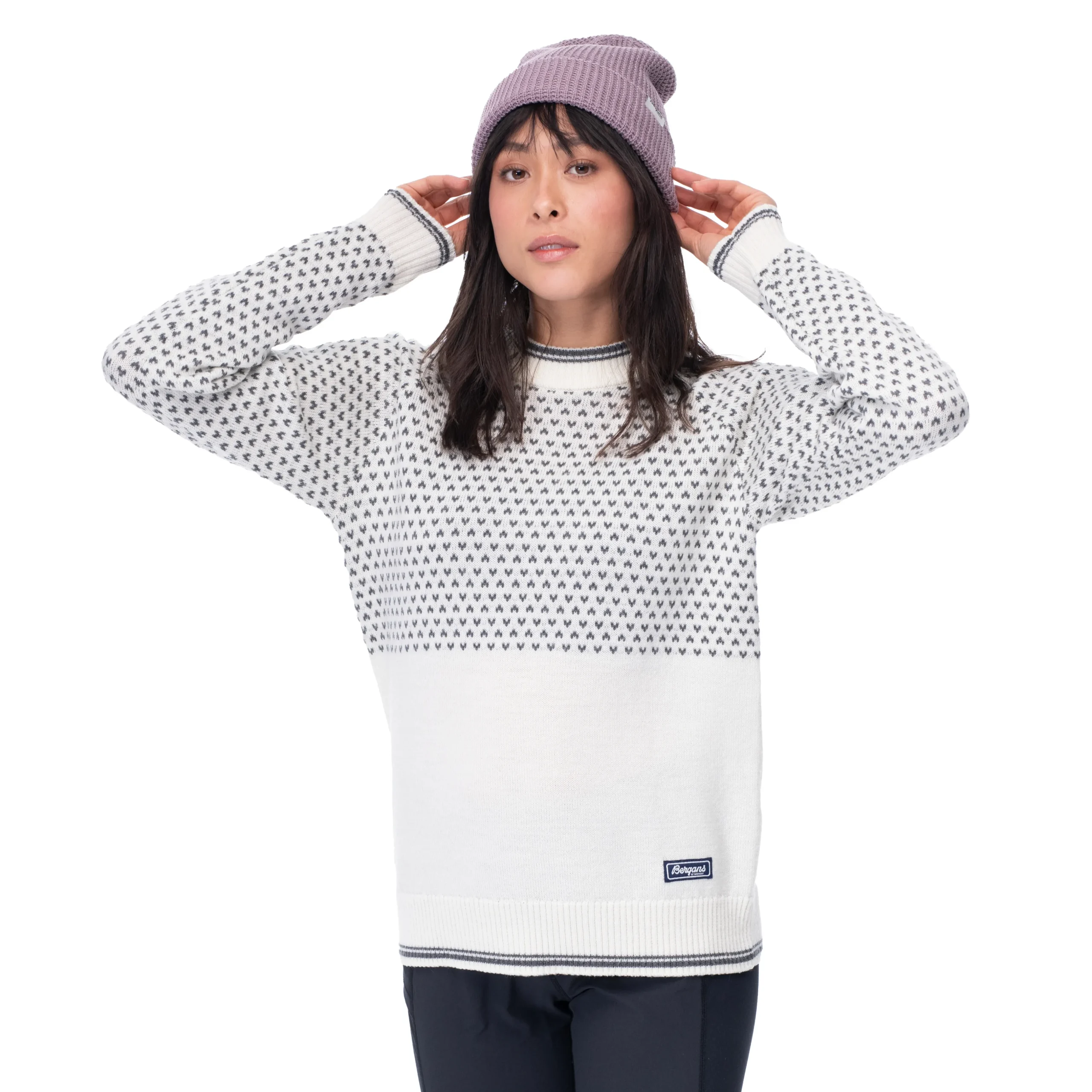 Outlet Bergans Alvdal Wool W Jumper - Vanilla White / Solid Dark Grey