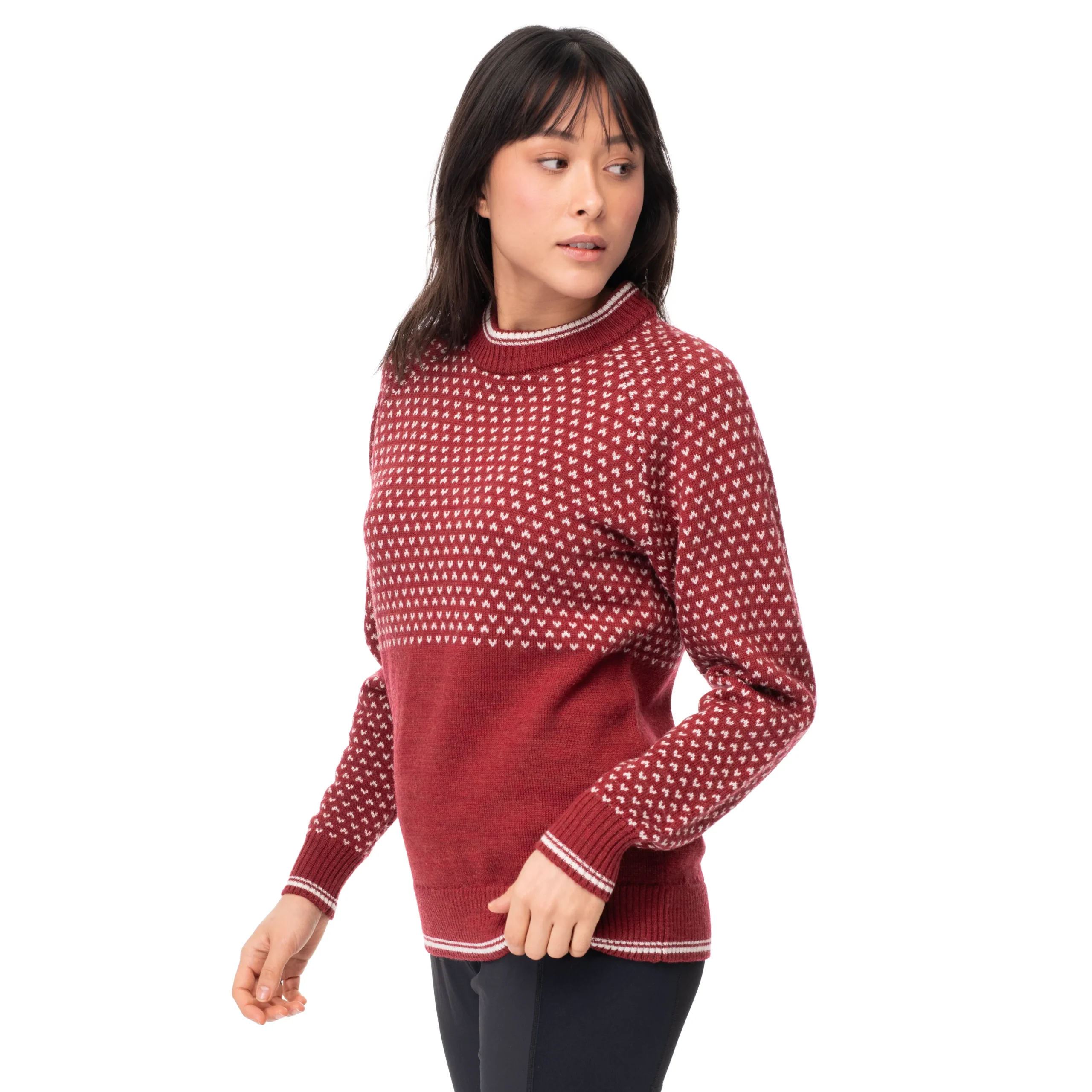 Cheap Bergans Alvdal Wool W Jumper - Chianti Red / Vanilla White