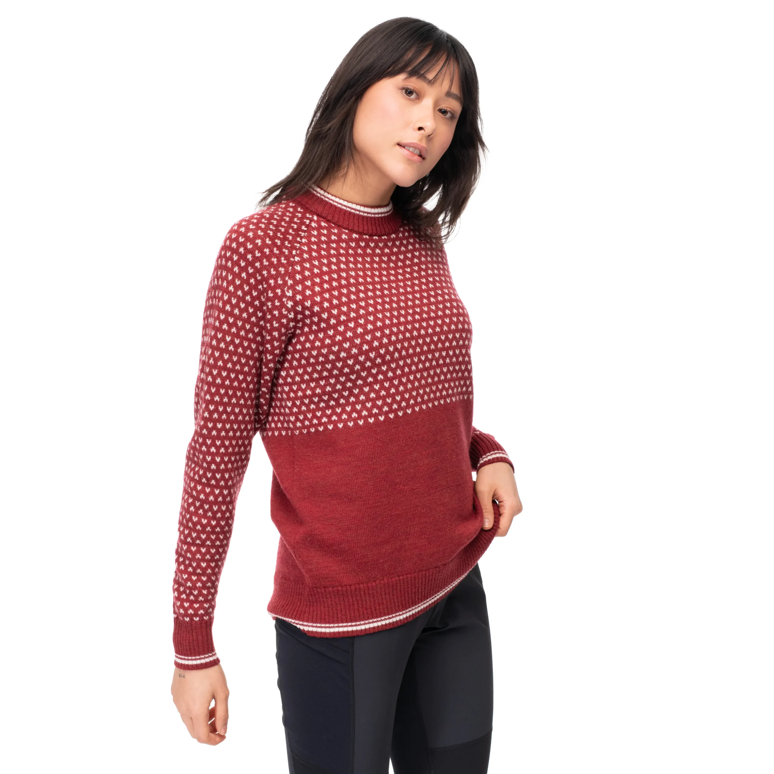 Cheap Bergans Alvdal Wool W Jumper - Chianti Red / Vanilla White
