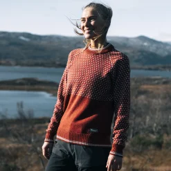 Cheap Bergans Alvdal Wool W Jumper - Chianti Red / Vanilla White