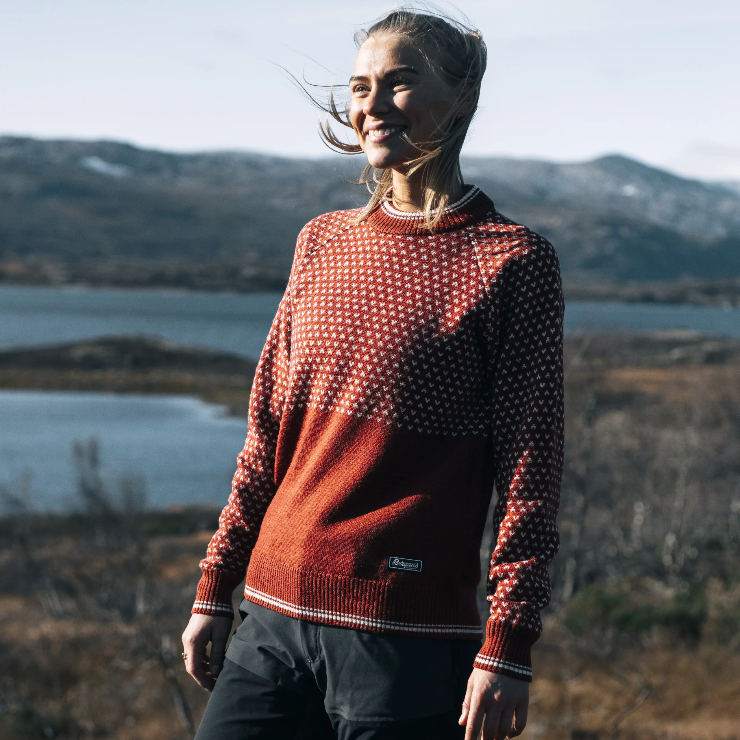 Cheap Bergans Alvdal Wool W Jumper - Chianti Red / Vanilla White