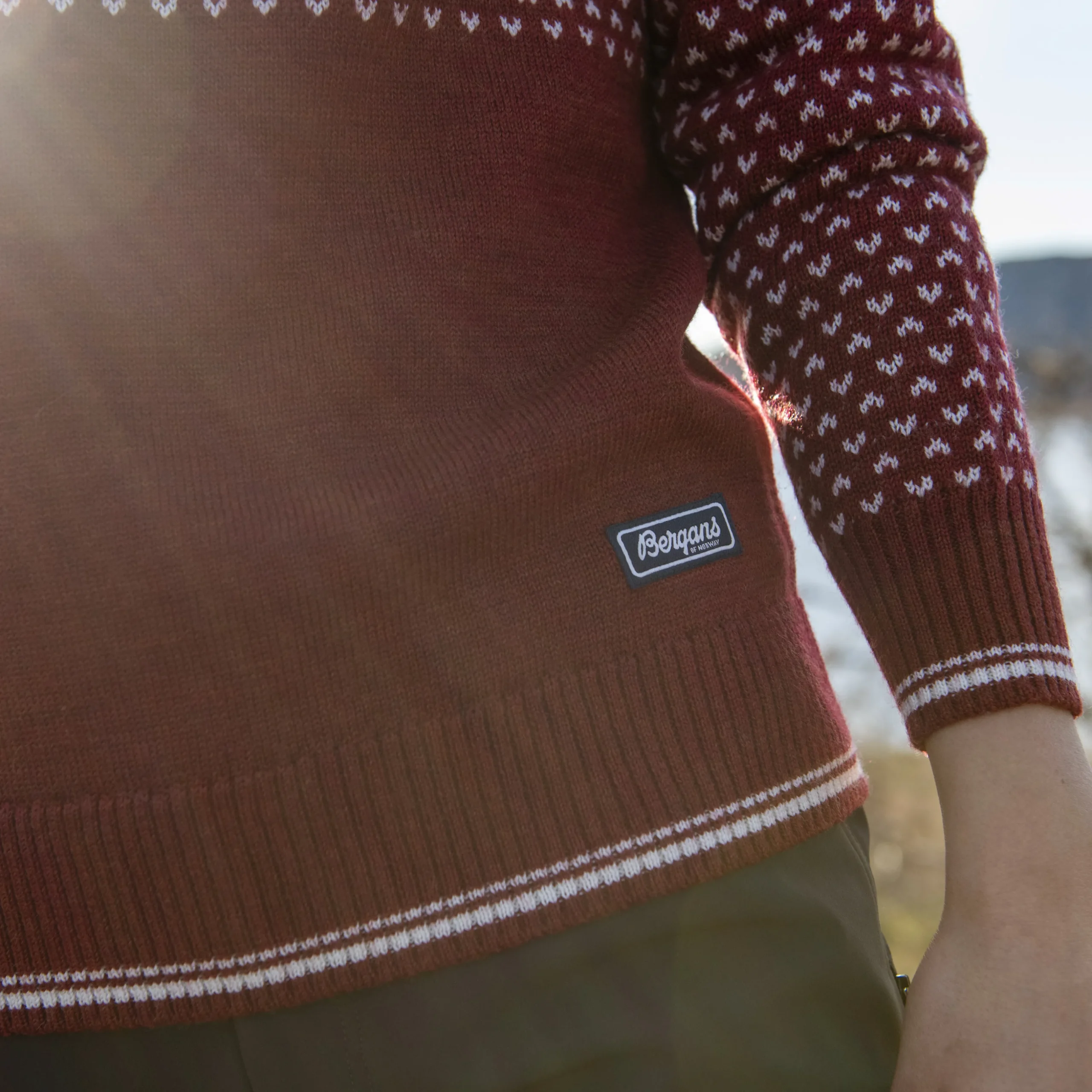 Cheap Bergans Alvdal Wool W Jumper - Chianti Red / Vanilla White