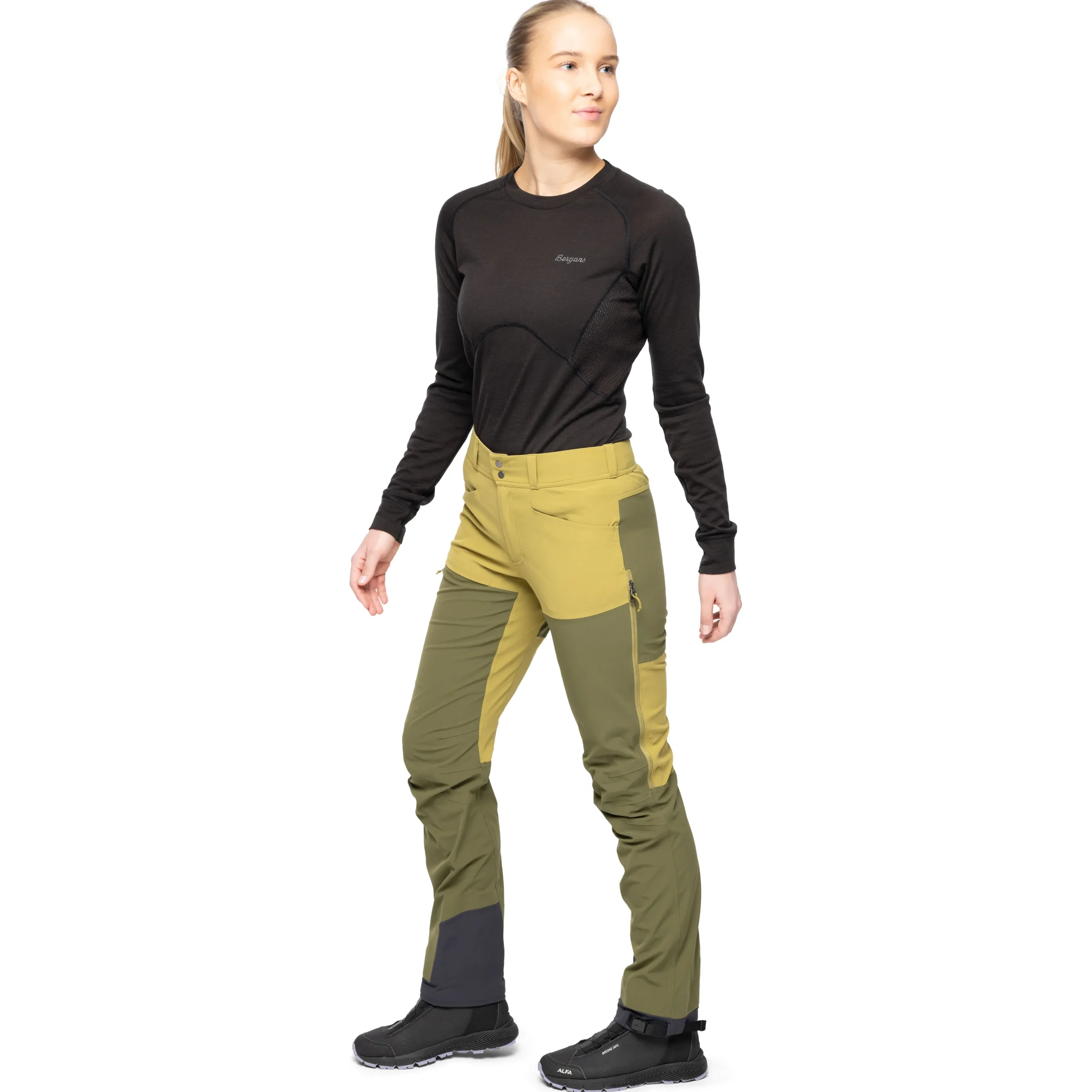 Store Bergans Bekkely Hybrid W Pants - Olive Green / Dark Olive Green