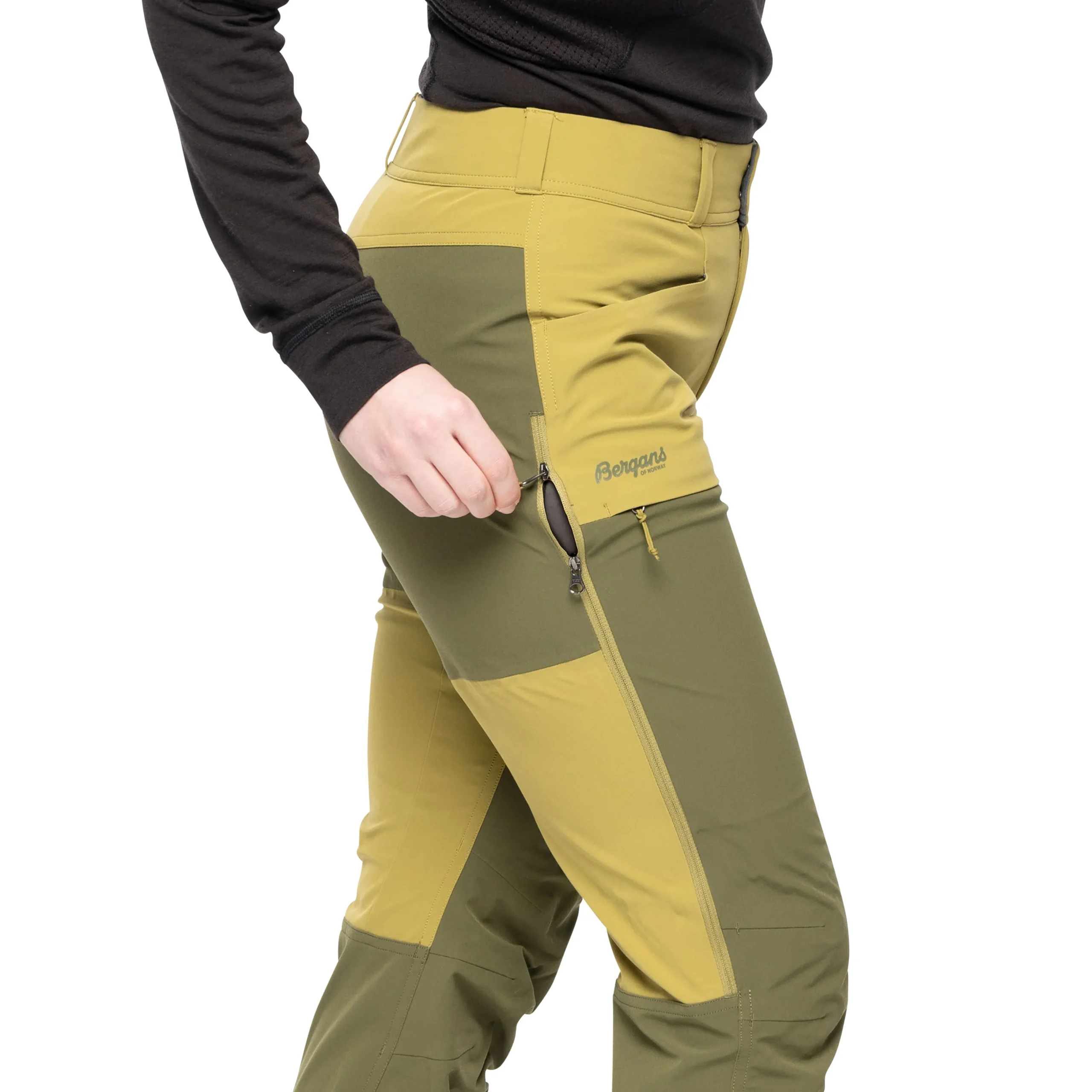 Store Bergans Bekkely Hybrid W Pants - Olive Green / Dark Olive Green