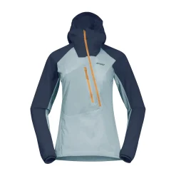 Clearance Bergans Cecilie Light Wind Anorak - Misty Forest / Orion Blue