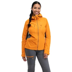 Shop Bergans Cecilie Mountain Softshell Jacket - Cloudberry Yellow / Solid Dark Grey