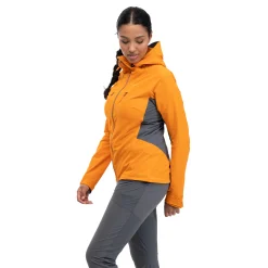 Shop Bergans Cecilie Mountain Softshell Jacket - Cloudberry Yellow / Solid Dark Grey