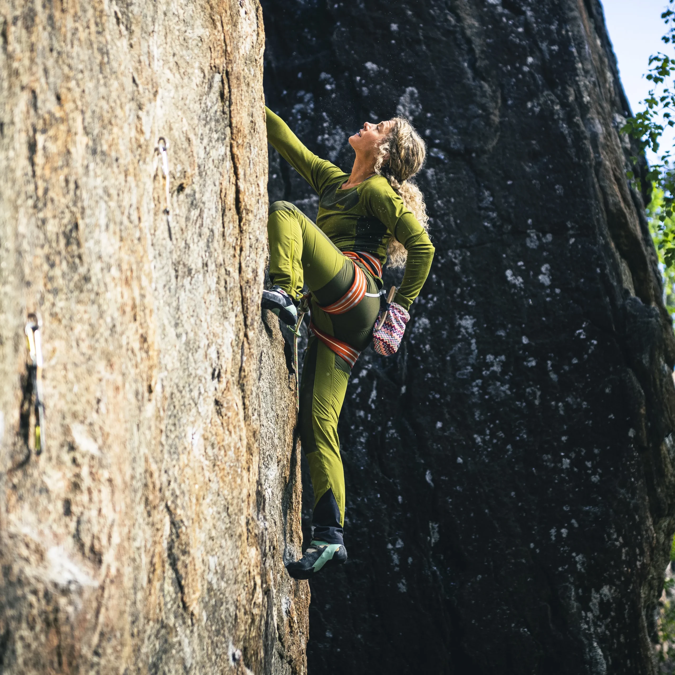 New Bergans Cecilie Mountain Softshell Pants - Trail Green / Dark Olive Green