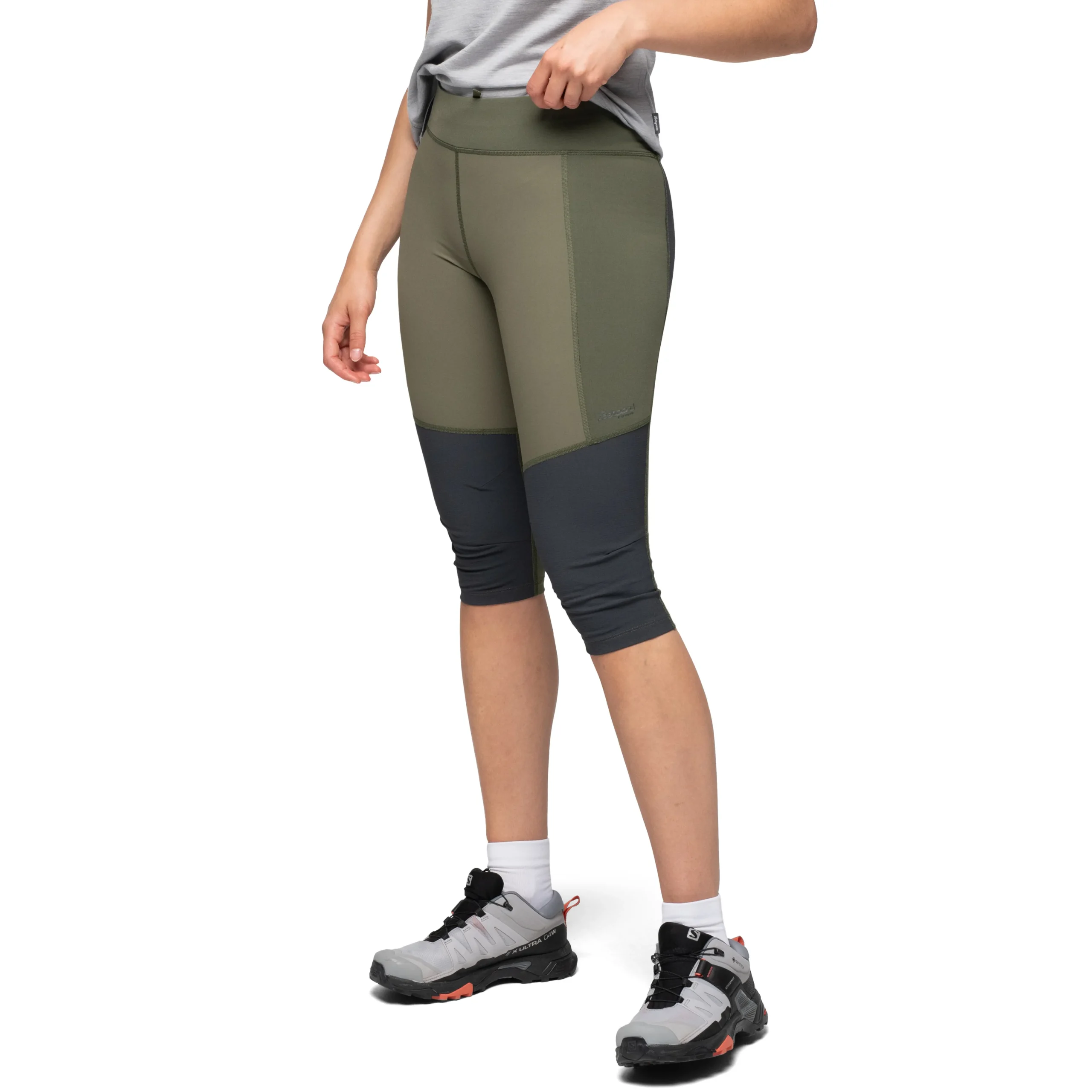 Discount Bergans Fløyen ¾ Outdoor Tights Women - Dark Green Mud / Dark Shadow Grey