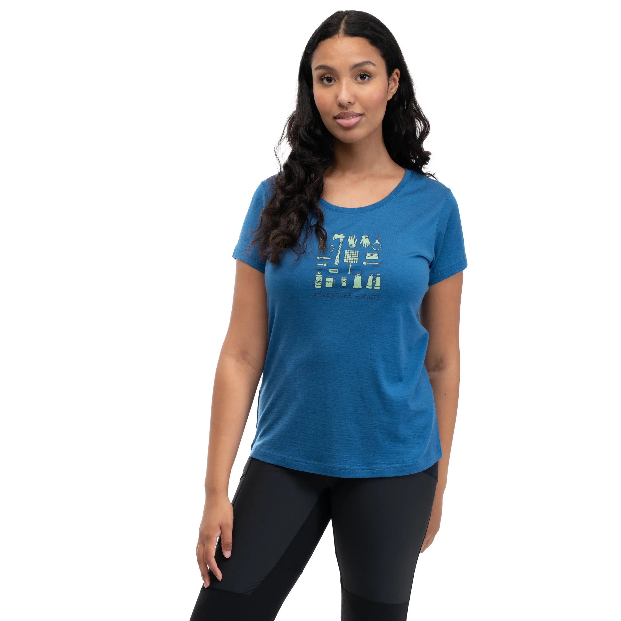 New Bergans Graphic Wool W Tee - North Sea Blue