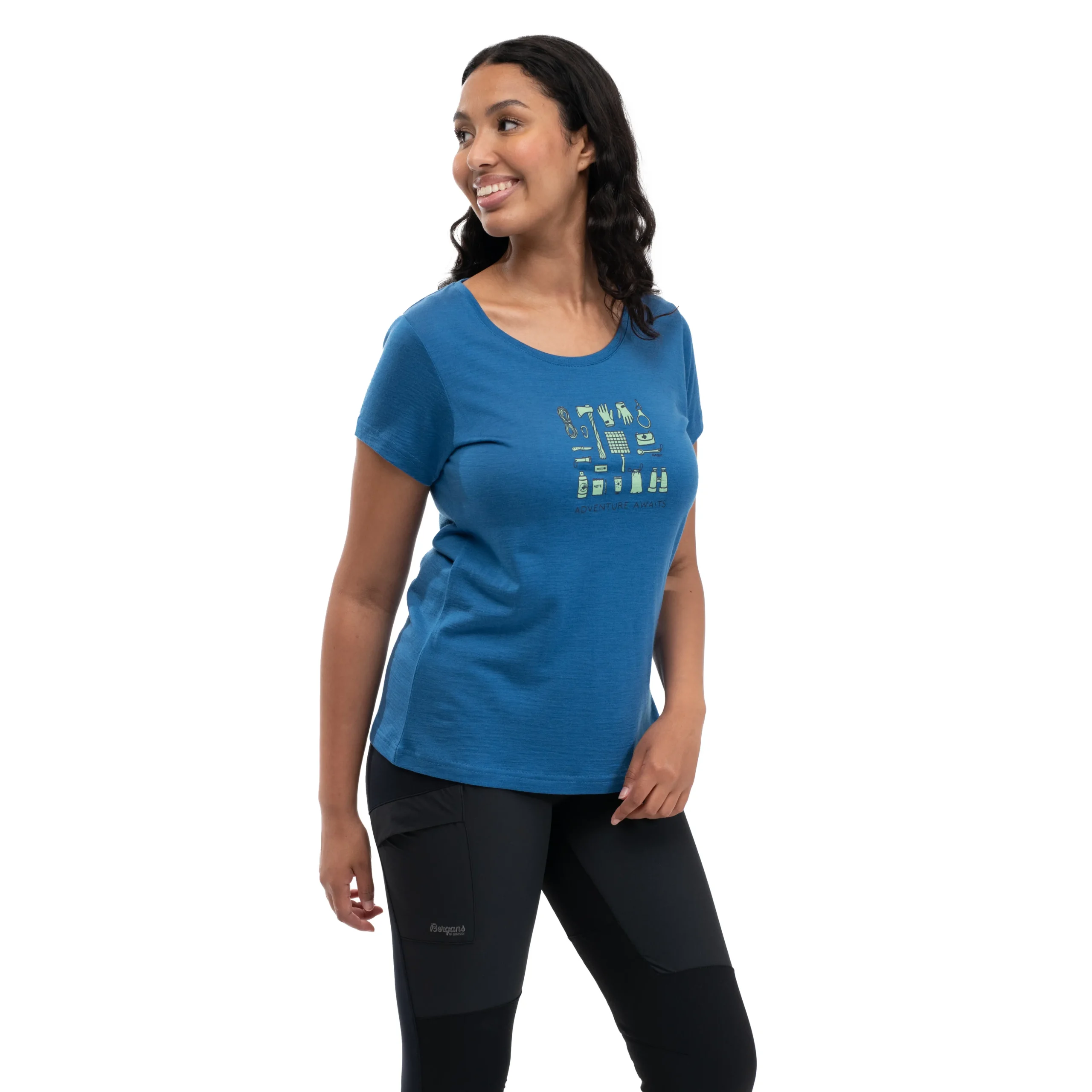 New Bergans Graphic Wool W Tee - North Sea Blue