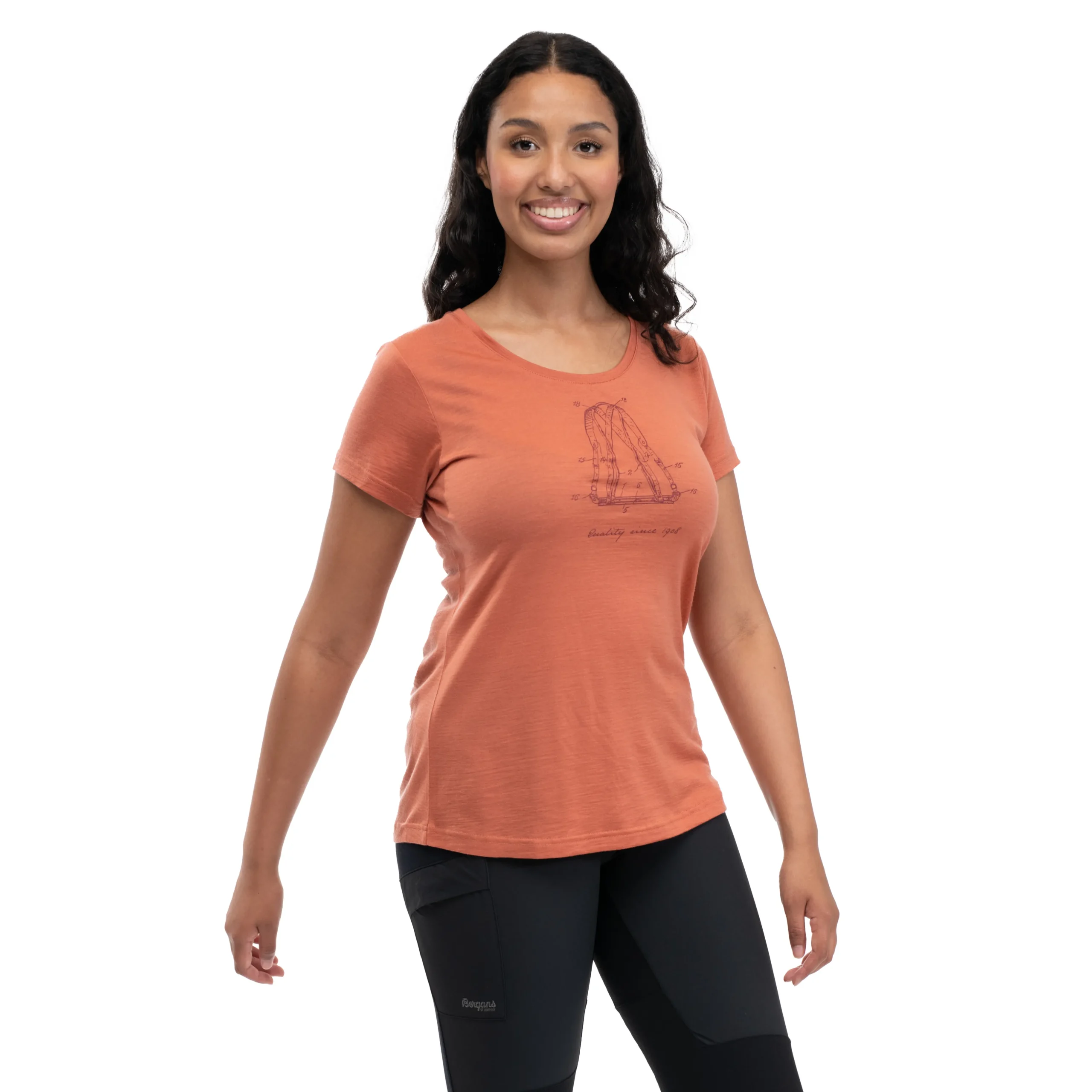 Best Sale Bergans Graphic Wool W Tee - Terracotta