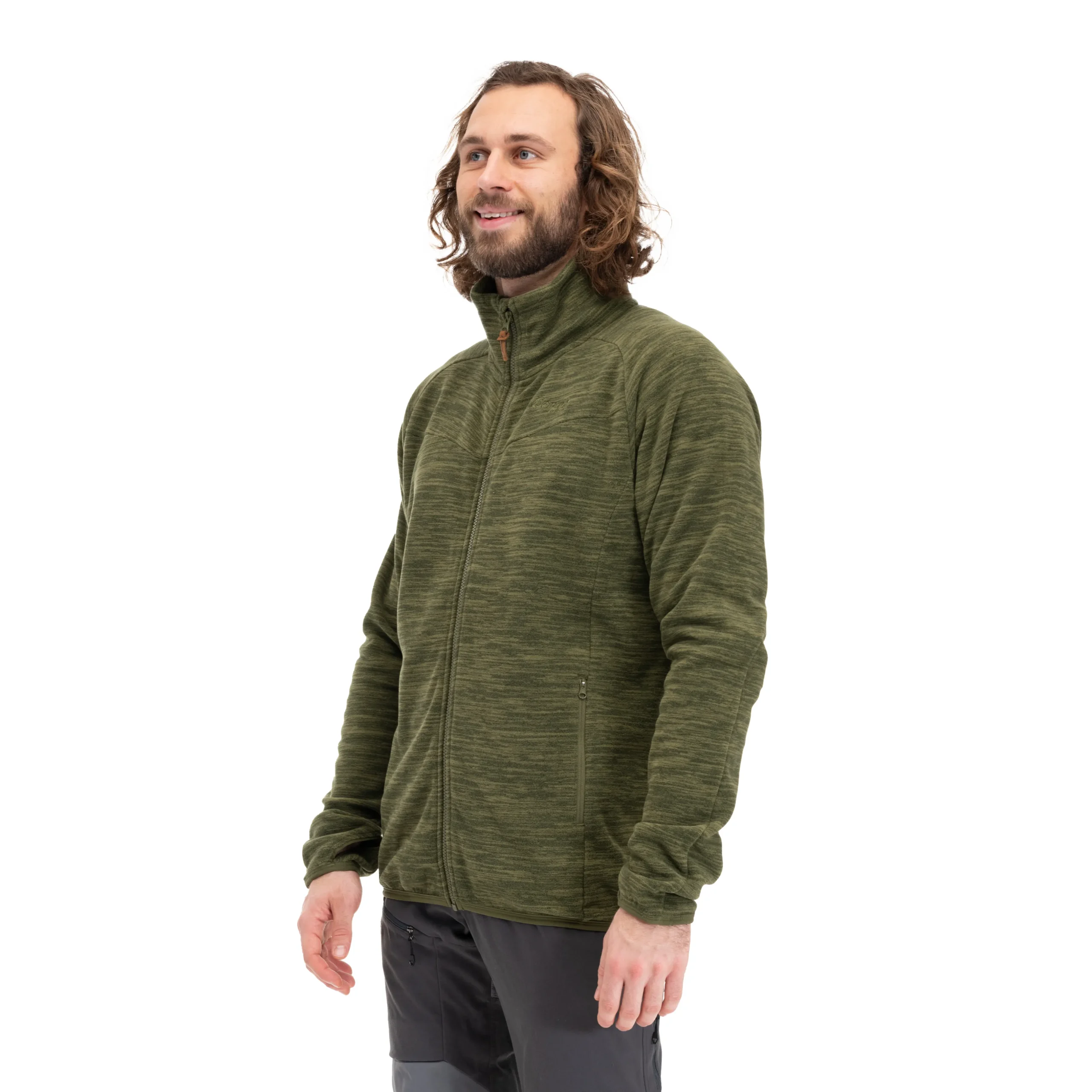 Sale Bergans Hareid Fleece Jacket NoHood - Dark Olive Green