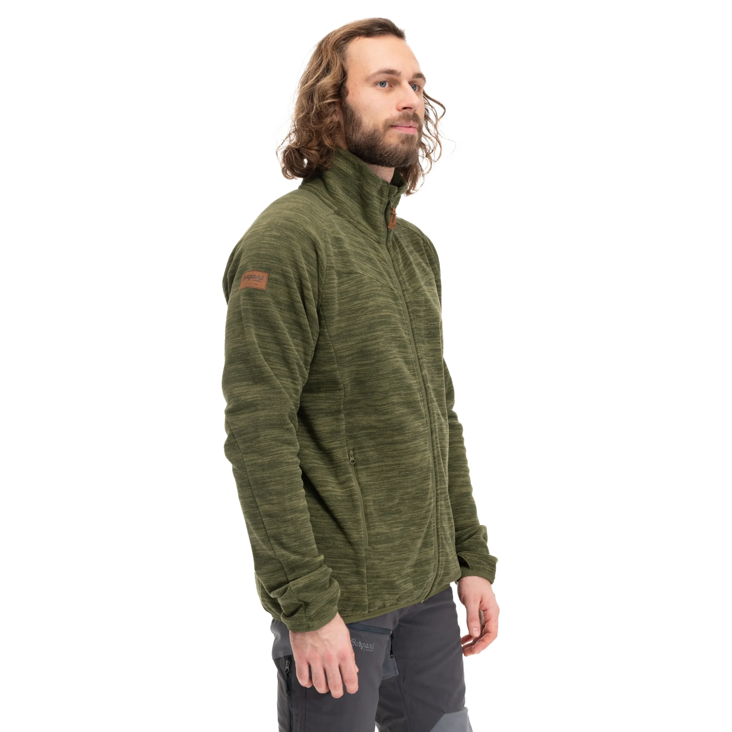 Sale Bergans Hareid Fleece Jacket NoHood - Dark Olive Green