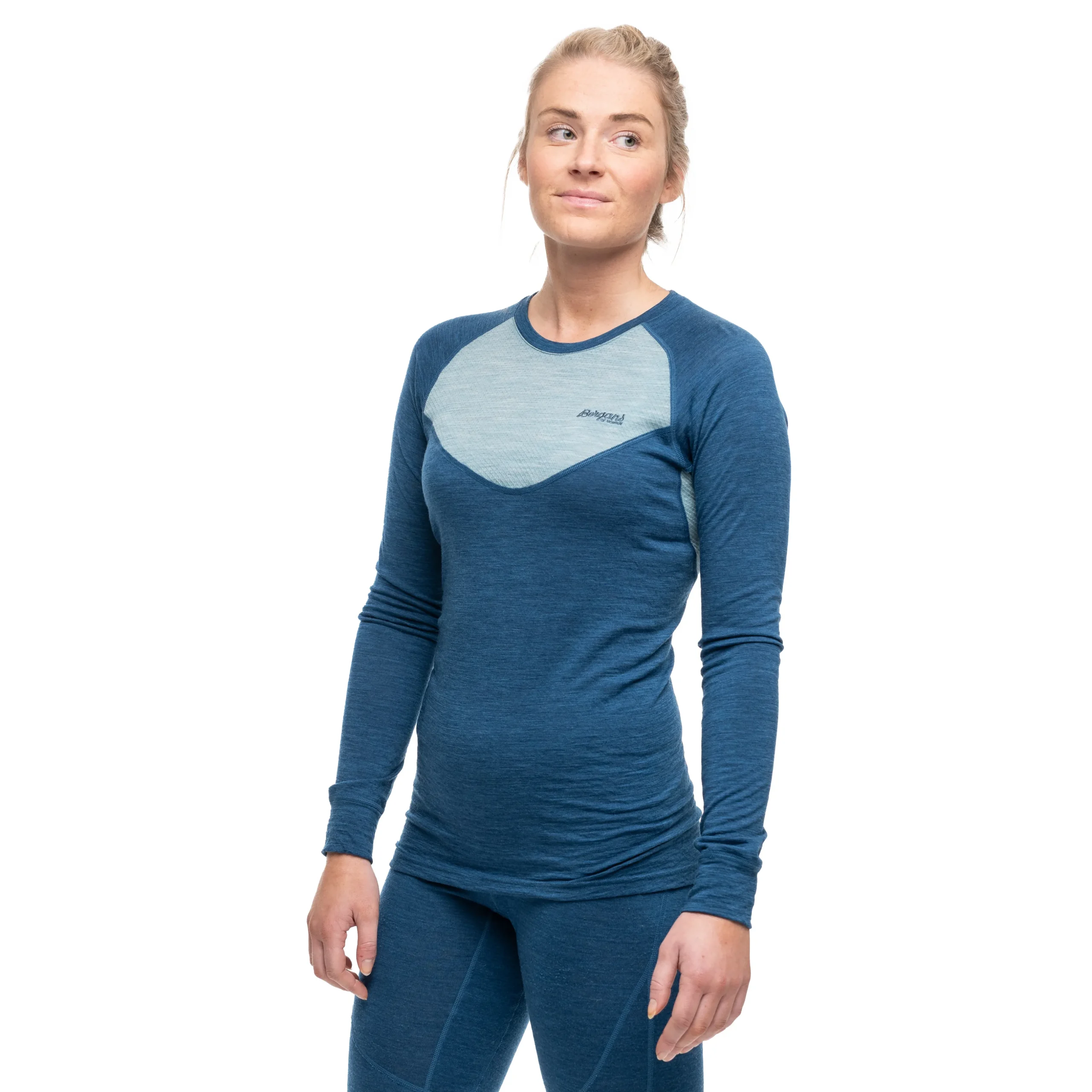 Cheap Bergans Inner:Light W Long Sleeve - Orion Blue / Misty Forest