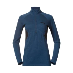 Clearance Bergans Inner:Pure W Half Zip - Orion Blue / Solid Charcoal