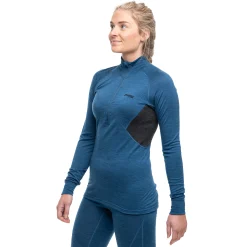 Clearance Bergans Inner:Pure W Half Zip - Orion Blue / Solid Charcoal