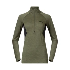 Discount Bergans Inner:Pure W Half Zip - Olive Green