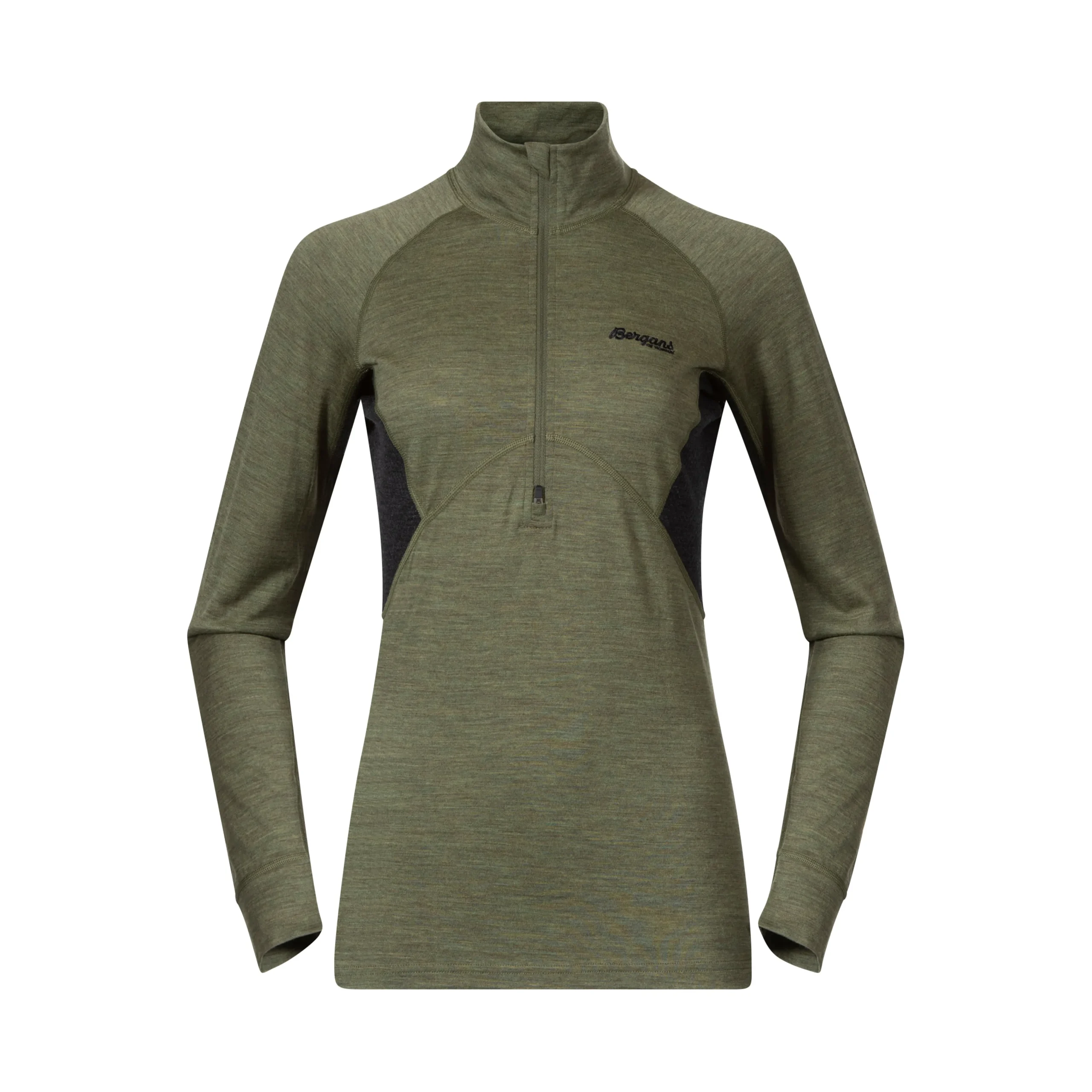 Discount Bergans Inner:Pure W Half Zip - Olive Green