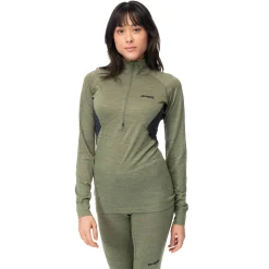 Discount Bergans Inner:Pure W Half Zip - Olive Green
