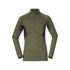 Cheap Bergans Inner:Pure Youth Half Zip - Olive Green