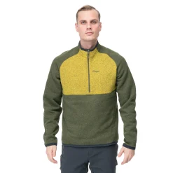 New Bergans Kamphaug Knitted Half Zip - Dark Olive Green / Light Olive Green