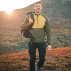 New Bergans Kamphaug Knitted Half Zip - Dark Olive Green / Light Olive Green