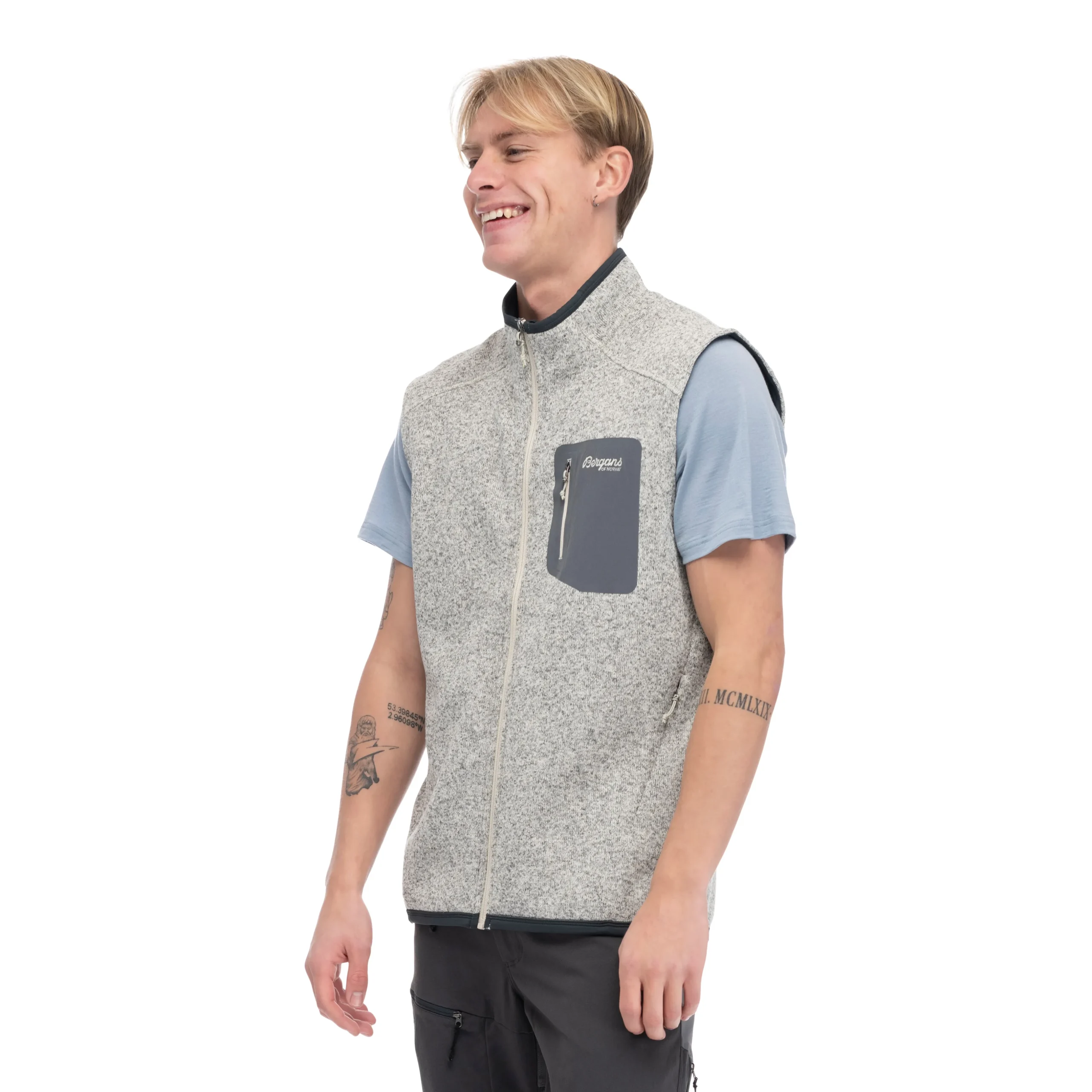 Cheap Bergans Kamphaug Knitted Vest Men - Chalk Sand