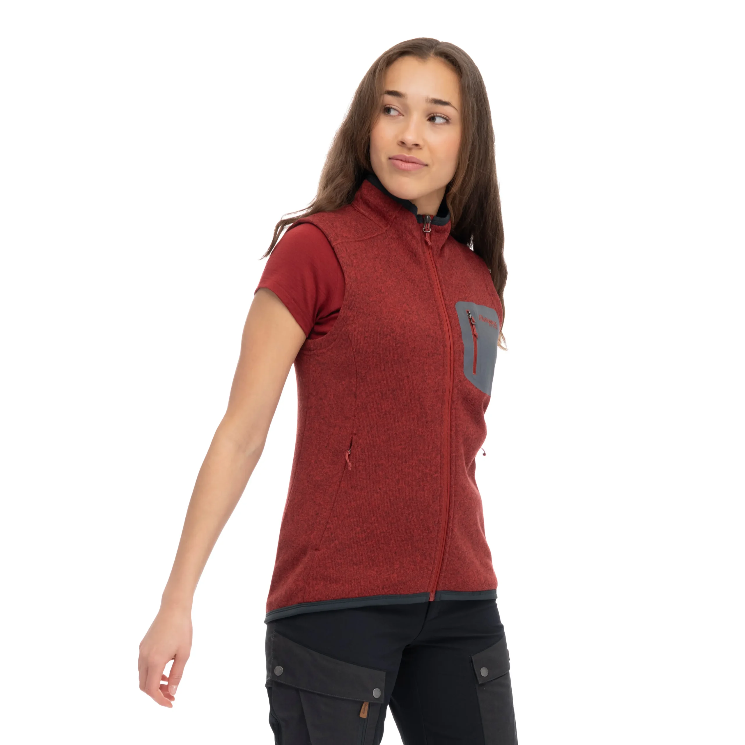 Discount Bergans Kamphaug Knitted Vest Women - Chianti Red