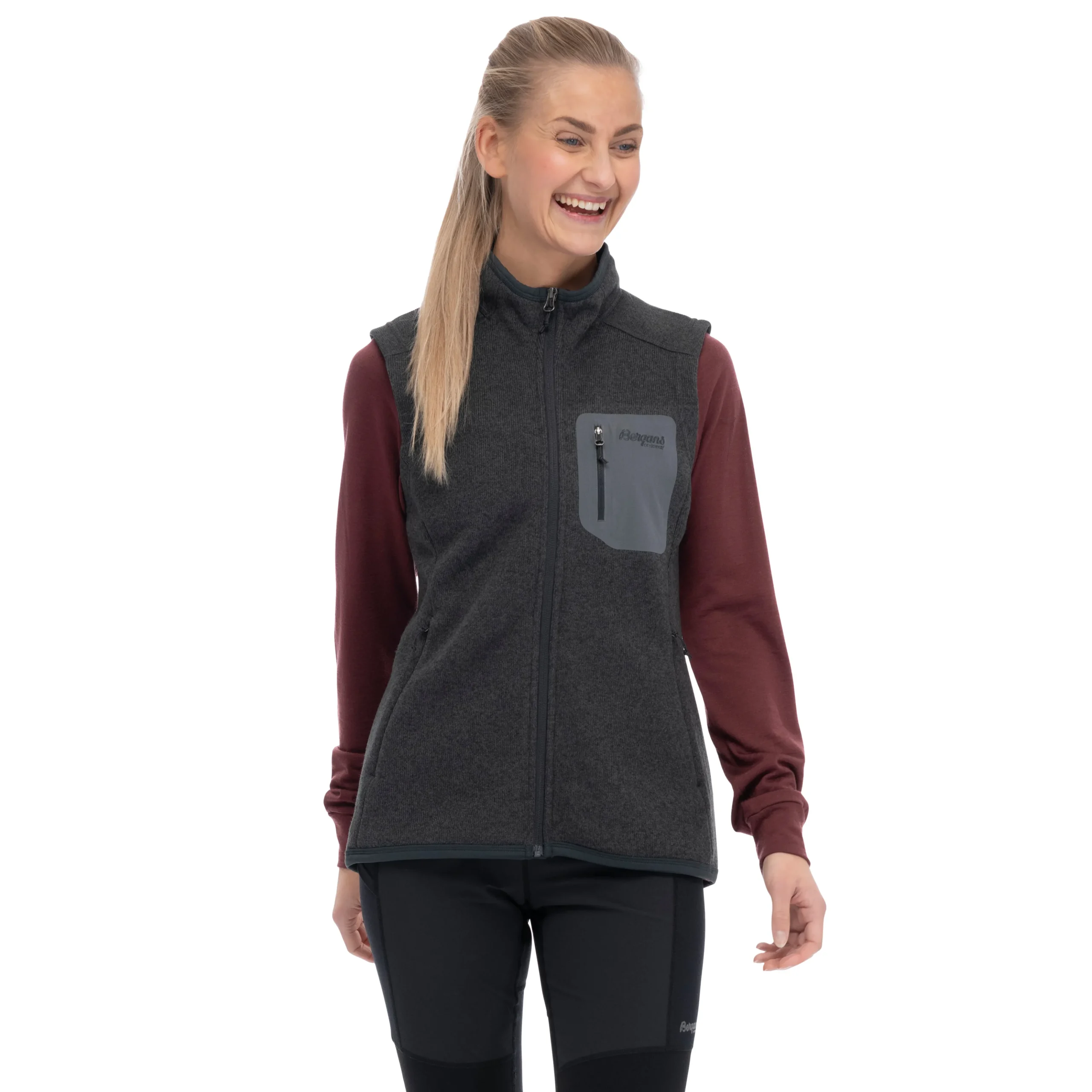 Online Bergans Kamphaug Knitted Vest Women - Dark Shadow Grey