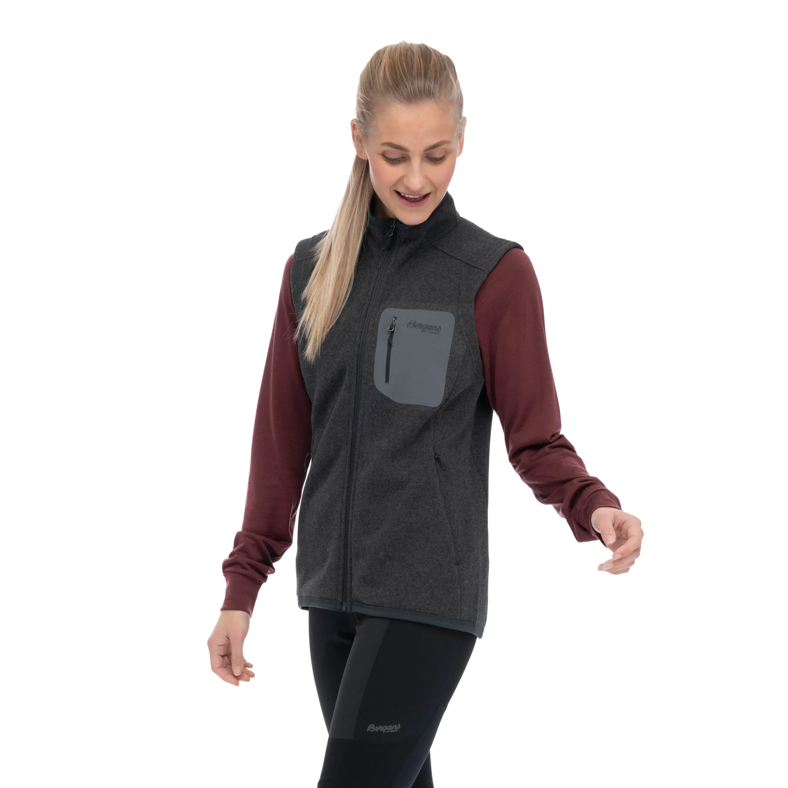 Online Bergans Kamphaug Knitted Vest Women - Dark Shadow Grey