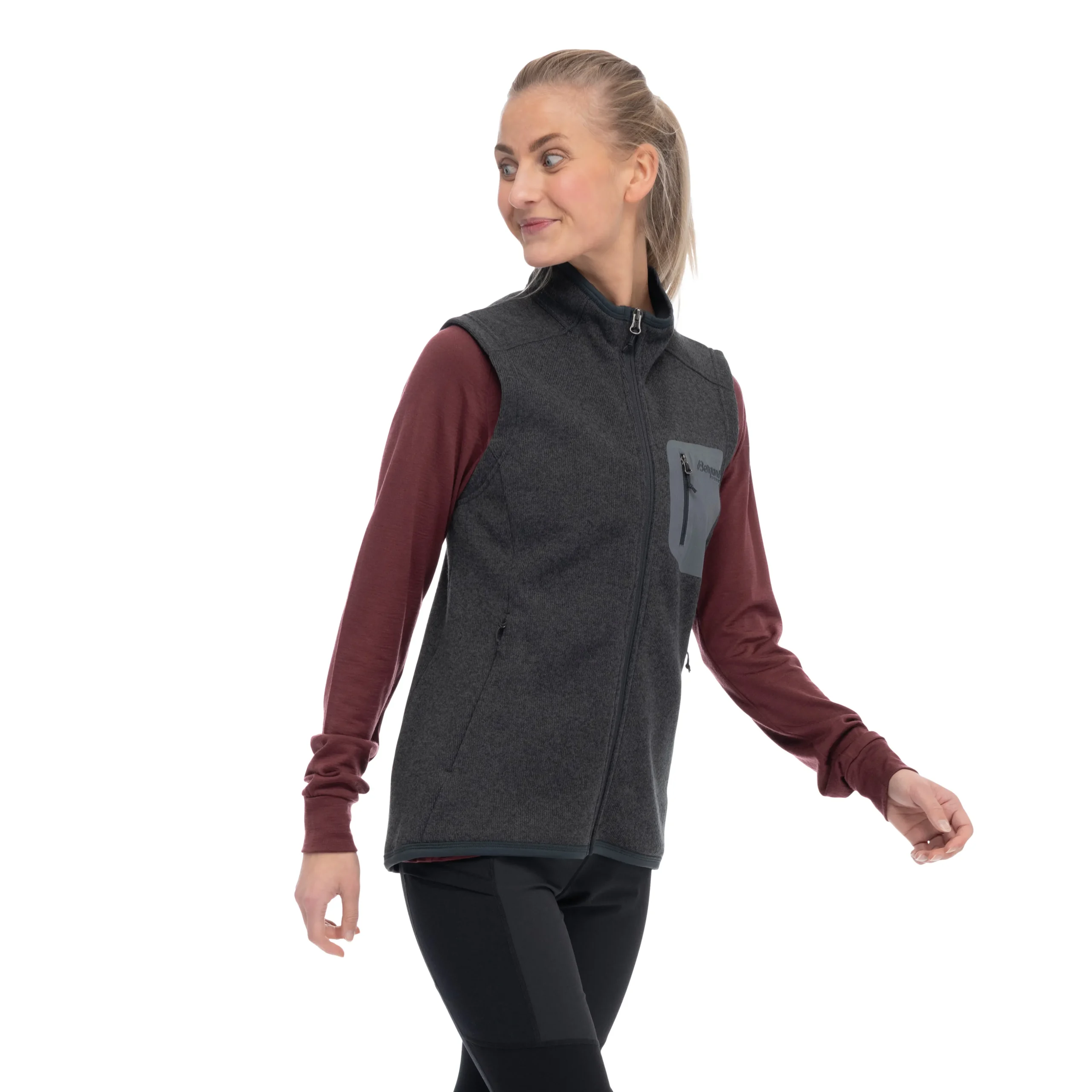 Online Bergans Kamphaug Knitted Vest Women - Dark Shadow Grey