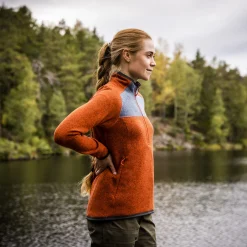 Hot Bergans Kamphaug Knitted W Half Zip - Brick / Orion Blue