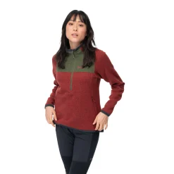 Sale Bergans Kamphaug Knitted W Half Zip - Chianti Red / Dark Olive Green
