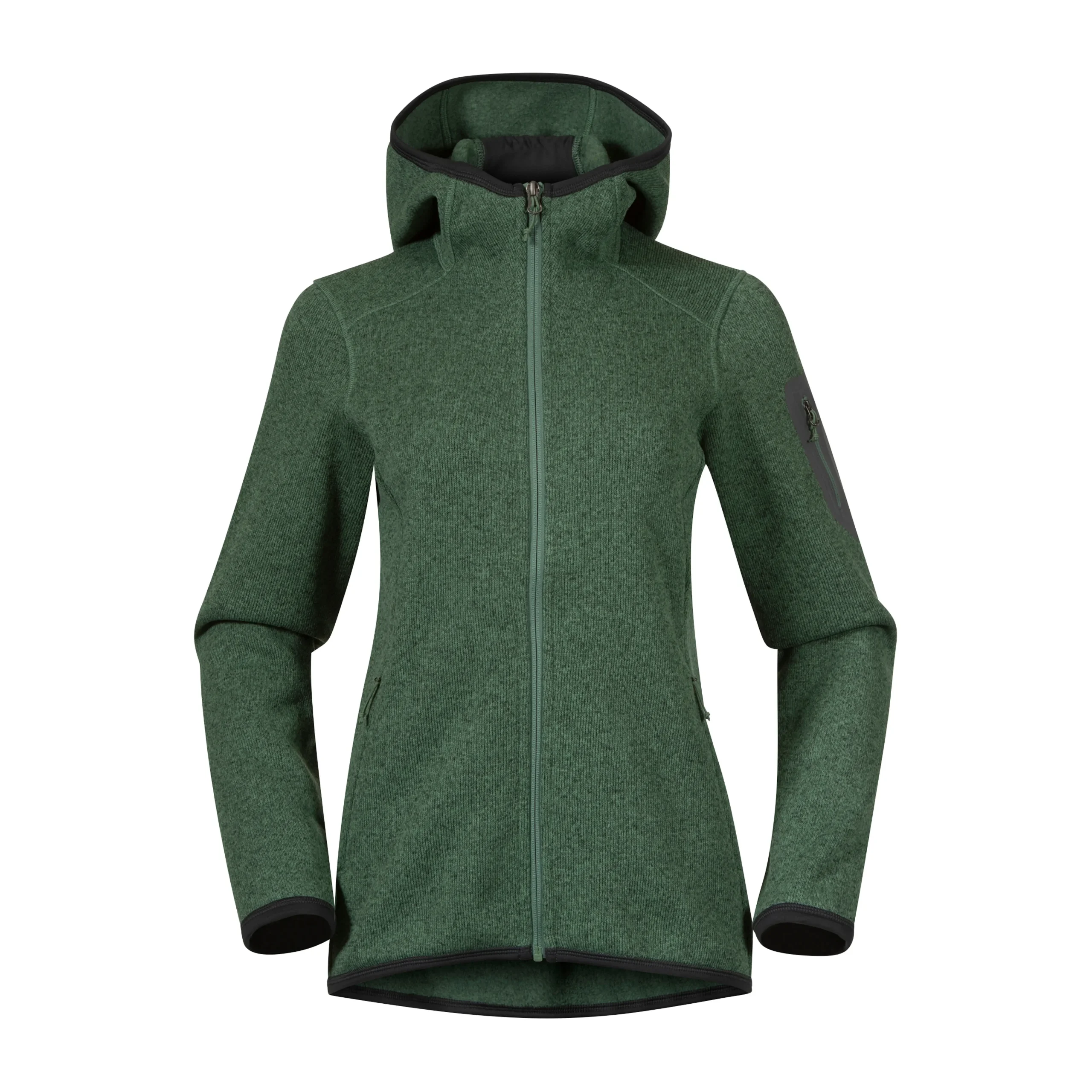 New Bergans Kamphaug Knitted W Hoodie - Dark Jade Green