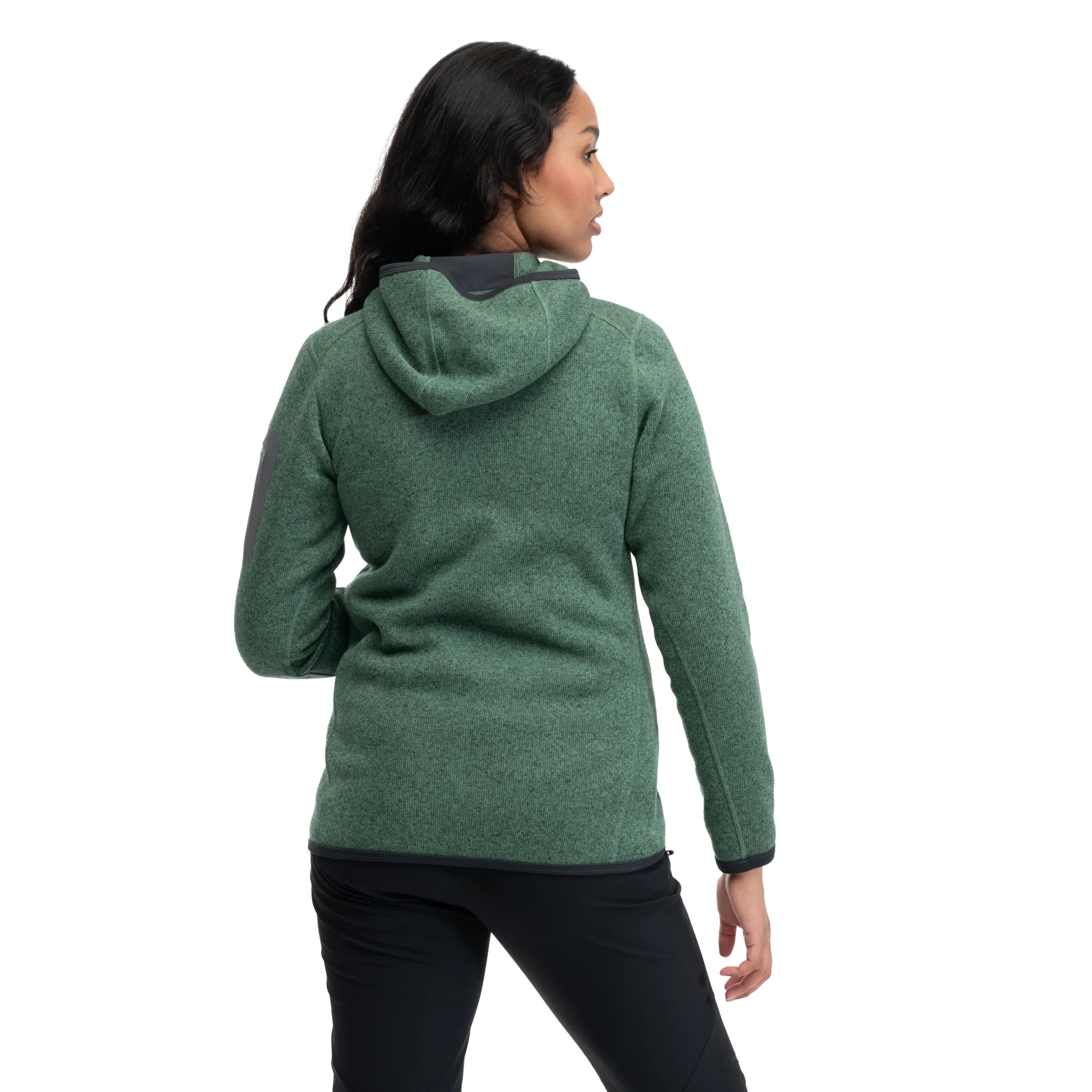 New Bergans Kamphaug Knitted W Hoodie - Dark Jade Green